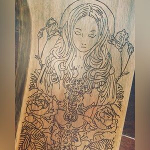 Custom wood burning, glass and metal etching AND custom bags!